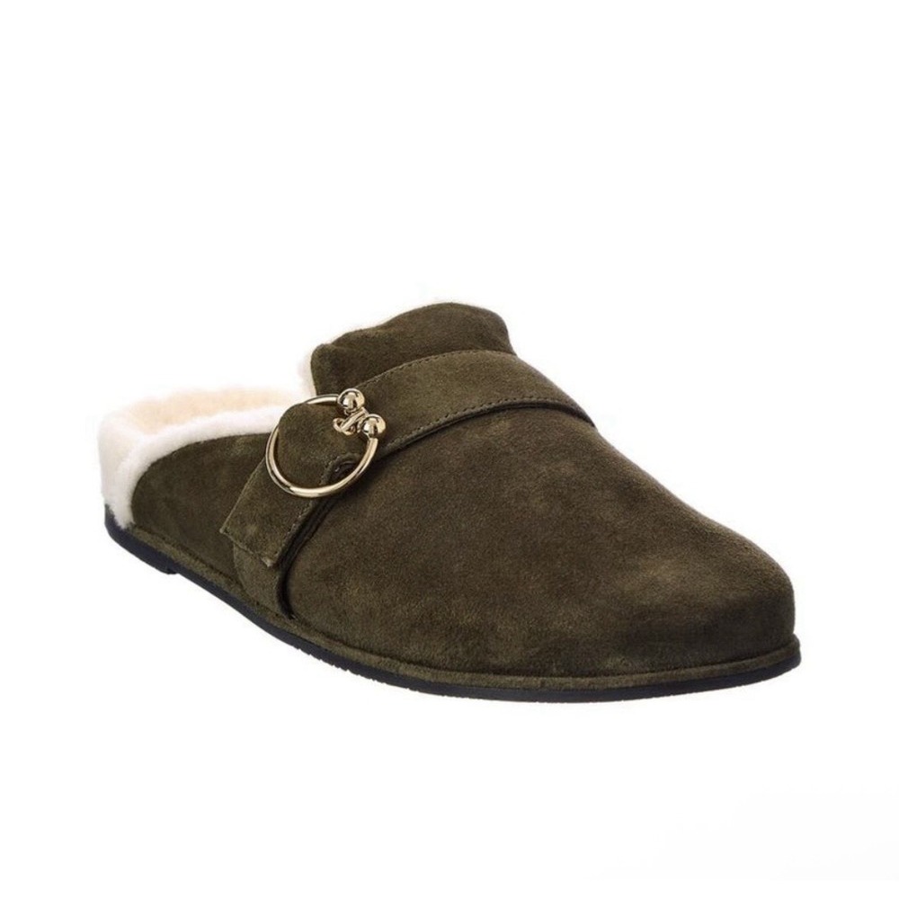 New Stuart Weitzman Cozy Luxering Clog Women's Sz 11B Suede Lamb Shearling $500